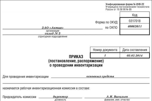 Инвентаризационная комиссия: формирование